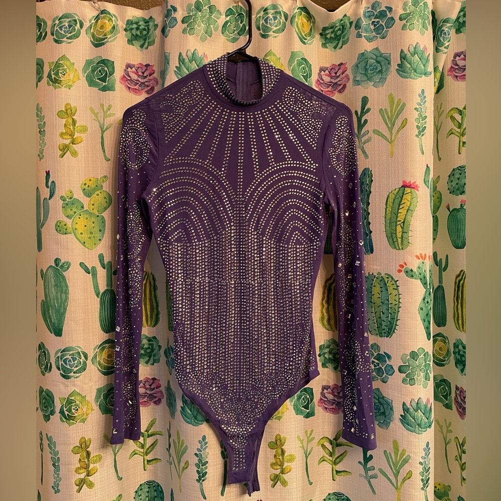 Stunning crystal purple bodysuit